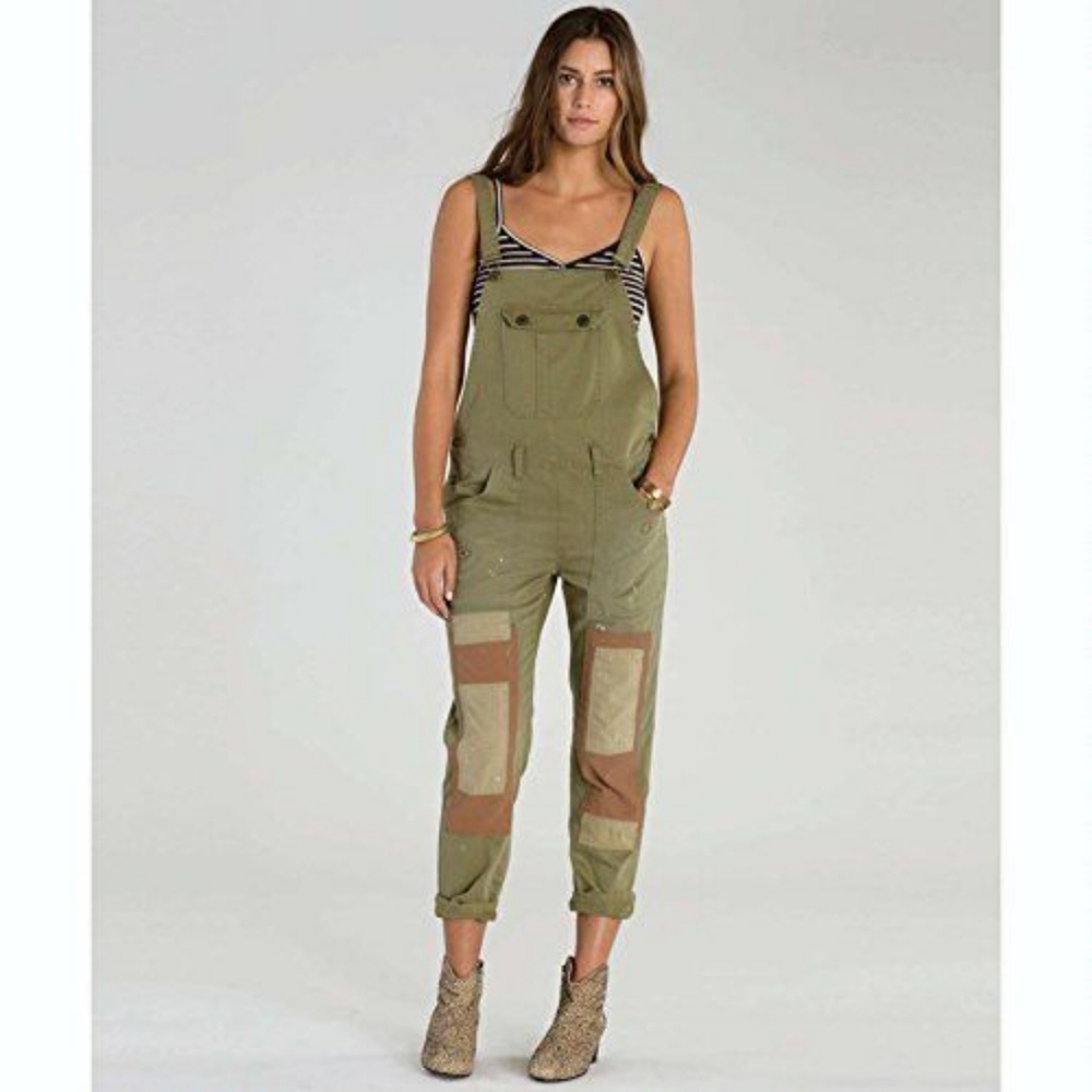 Billabong Olive Green Patchwork Jumpsuit